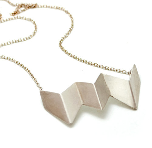 Silver zig zag cevron necklace